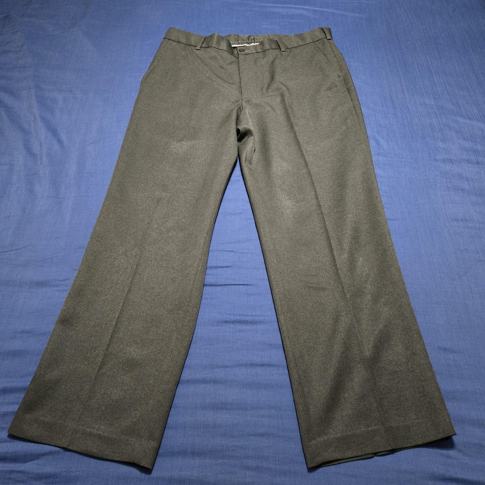Van Heusen Dress Pants Mens 36x29 Gray Classic Fit Microfiber Straight Leg Work